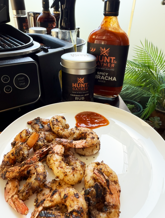 Caribbean Jerk Prawns with Spicy Sriracha
